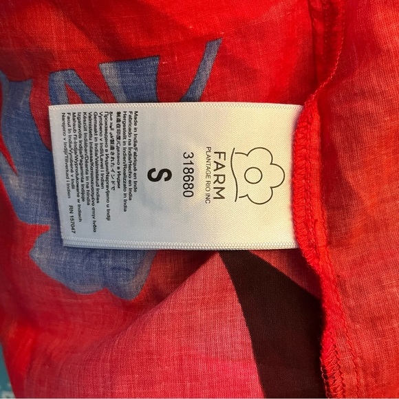 Farm Rio Watercolor Floral 3/4 Balloon Sleeve Blouse Button-Down Top Size Small - Picture 11 of 13